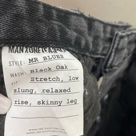 Max X One Teaspoon Mr Blues Black Oak Distressed Skinny Jeans 31 - Picture 6 of 6